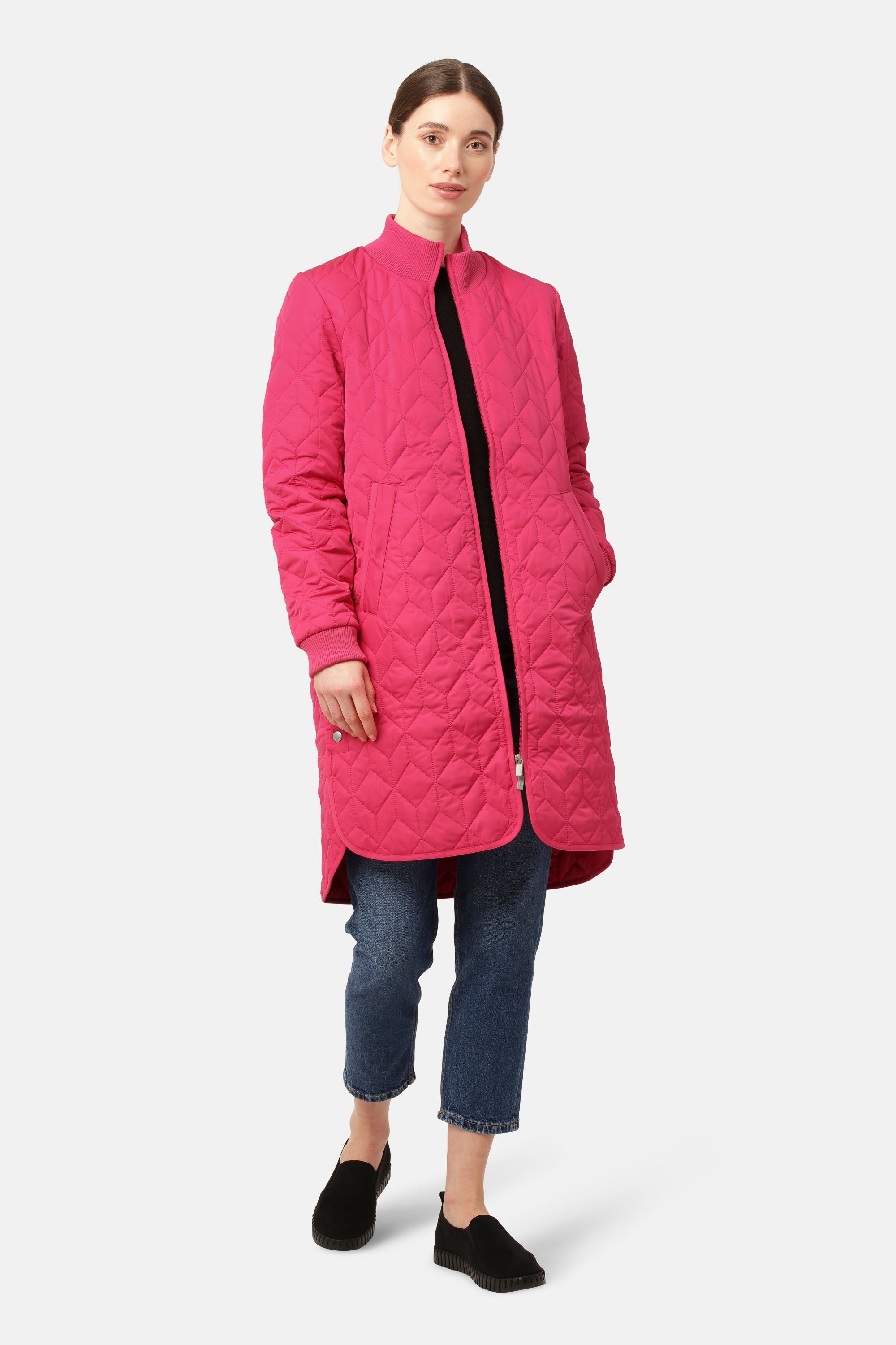 Lang Quiltet Jakke - Magenta